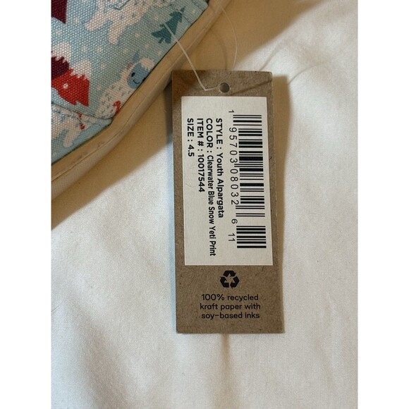 Toms Youth Alpargata Size 4.5 Clearwater Blue Snow Yeti New Winter - Picture 2 of 7